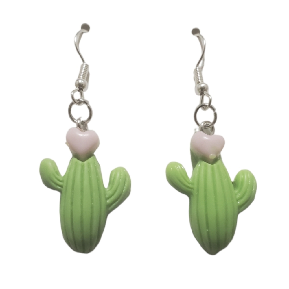 NEW Handcrafted Cactus Heart Earrings